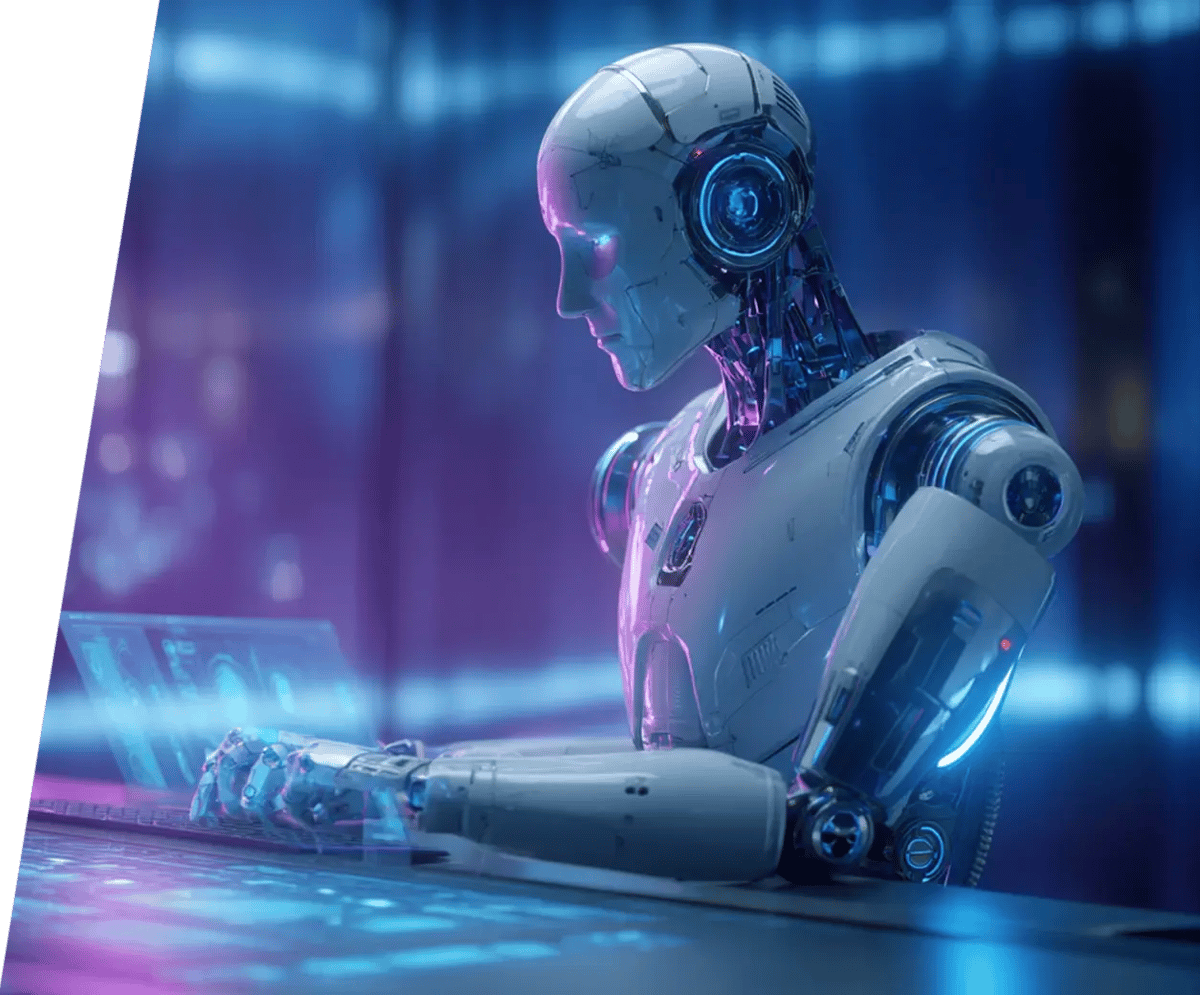 Futuristische robot wordt ingezet voor AI marketing content